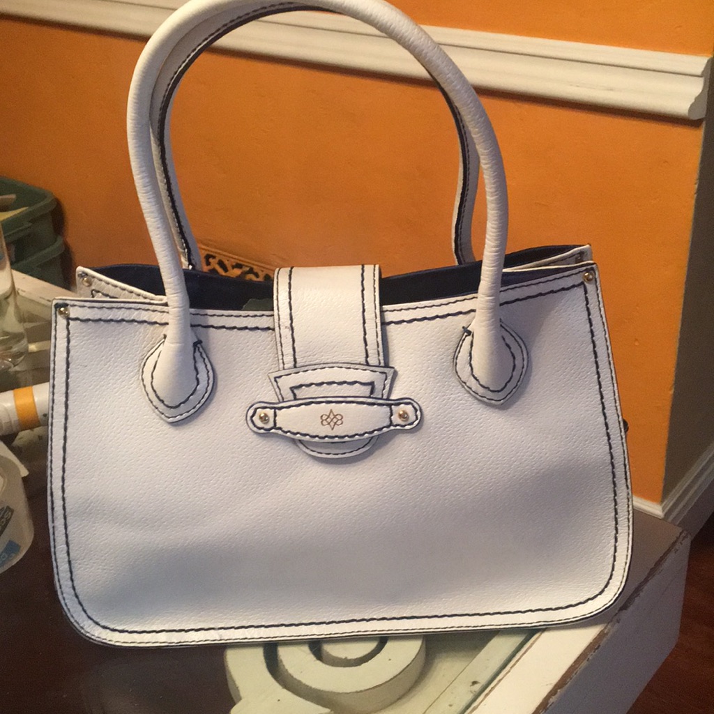 Antonio Melani Leather White And Blue Handbag